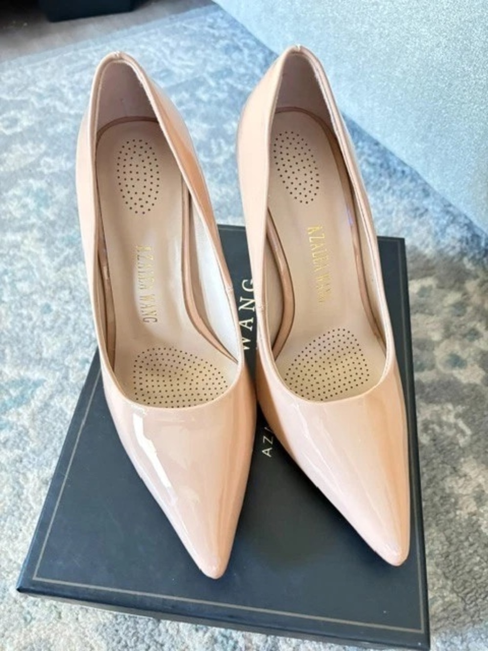 Nude Patent Pointed-Toe Pumps